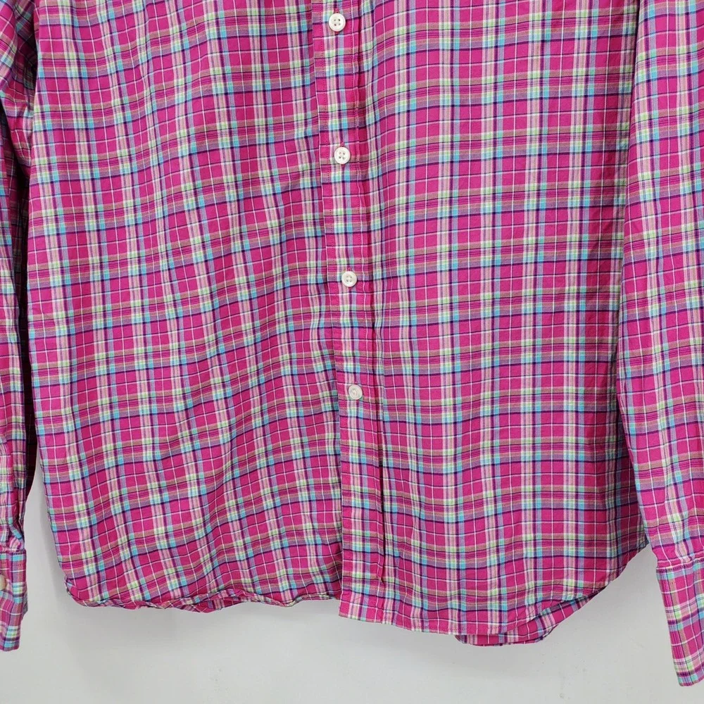 Polo Ralph Lauren Mens XL Pink Plaid Cotton Long Sleeve Button Down Shirt Preppy